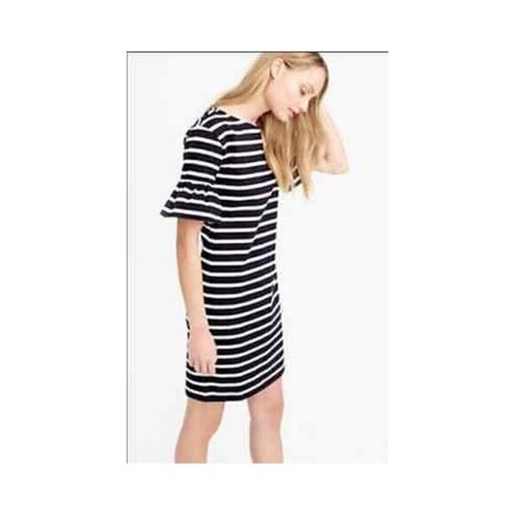 J. Crew Women's S Small Shift Dress Ruffled Bell Sleeve Striped Style #F0160 - Picture 2 of 12